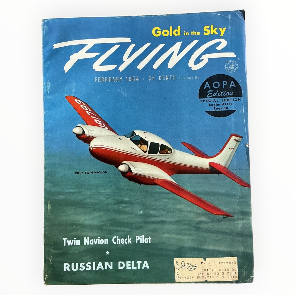 Flying Magazine February 1954 Riley Twin Navion Russian Delta Northrop AOPA